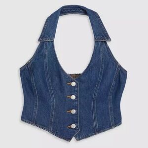 NWT Levi’s Bria Cropped Denim Halter Top, Size S